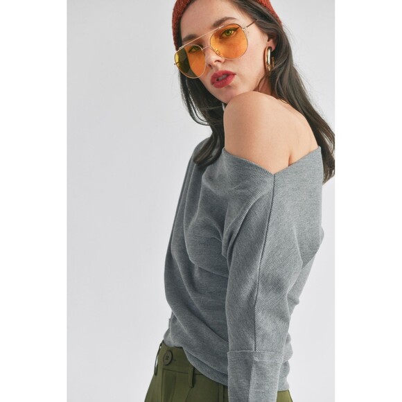Signature 8 Off Shoulder Waffle Knit Top - Picture 2 of 4